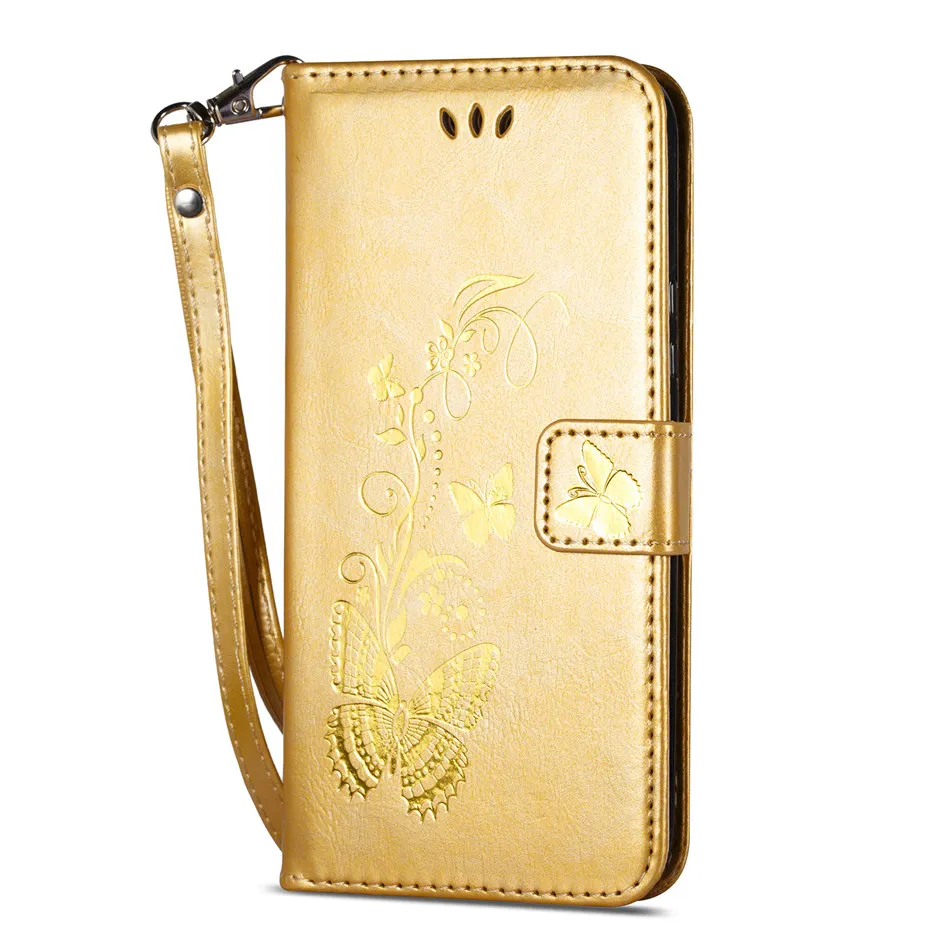 Роскошный Золотой бабочка чехол для samsung Galaxy Note9 S9 S8 плюс S7 S6 край S5 S4 S3 A3 A5 Чехол-бумажник с отделением для D02G - Цвет: Gold
