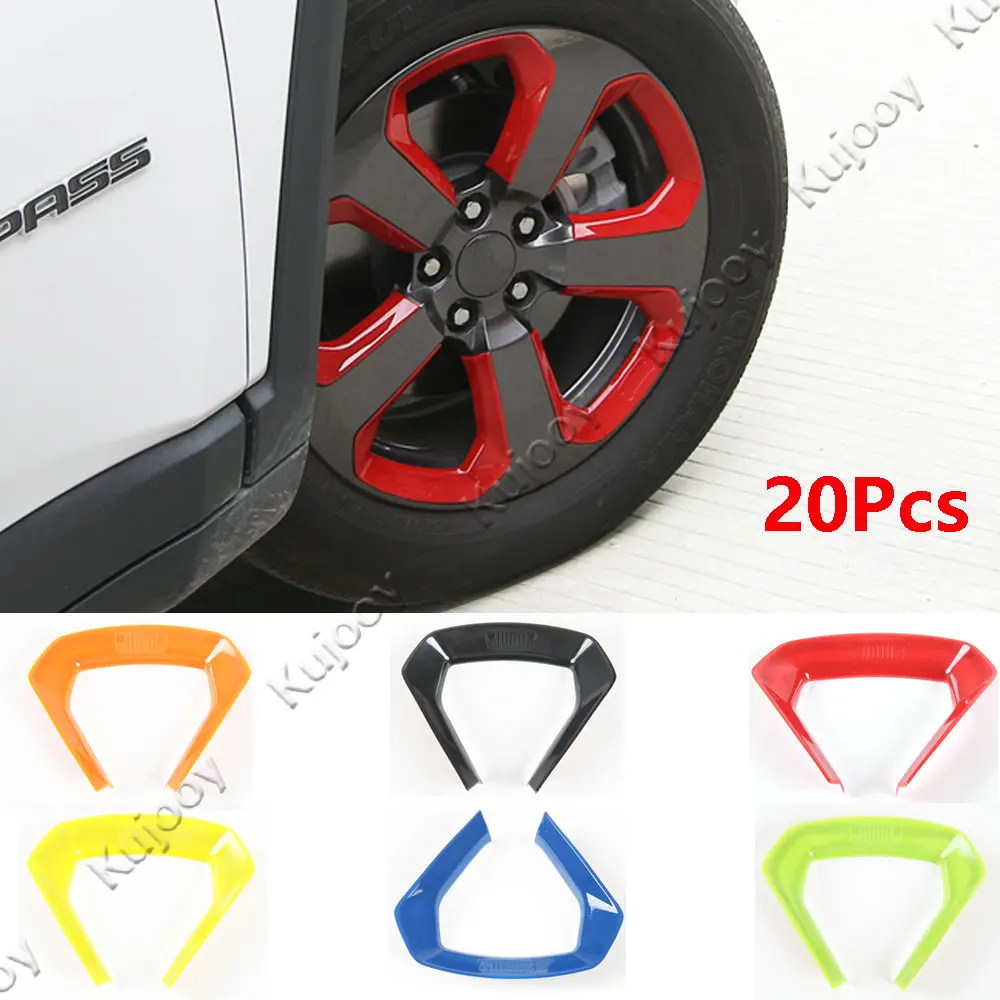 6 Color 20pcs For Jeep Compass 2017+ Wheel Hub Stickers Sticker Car