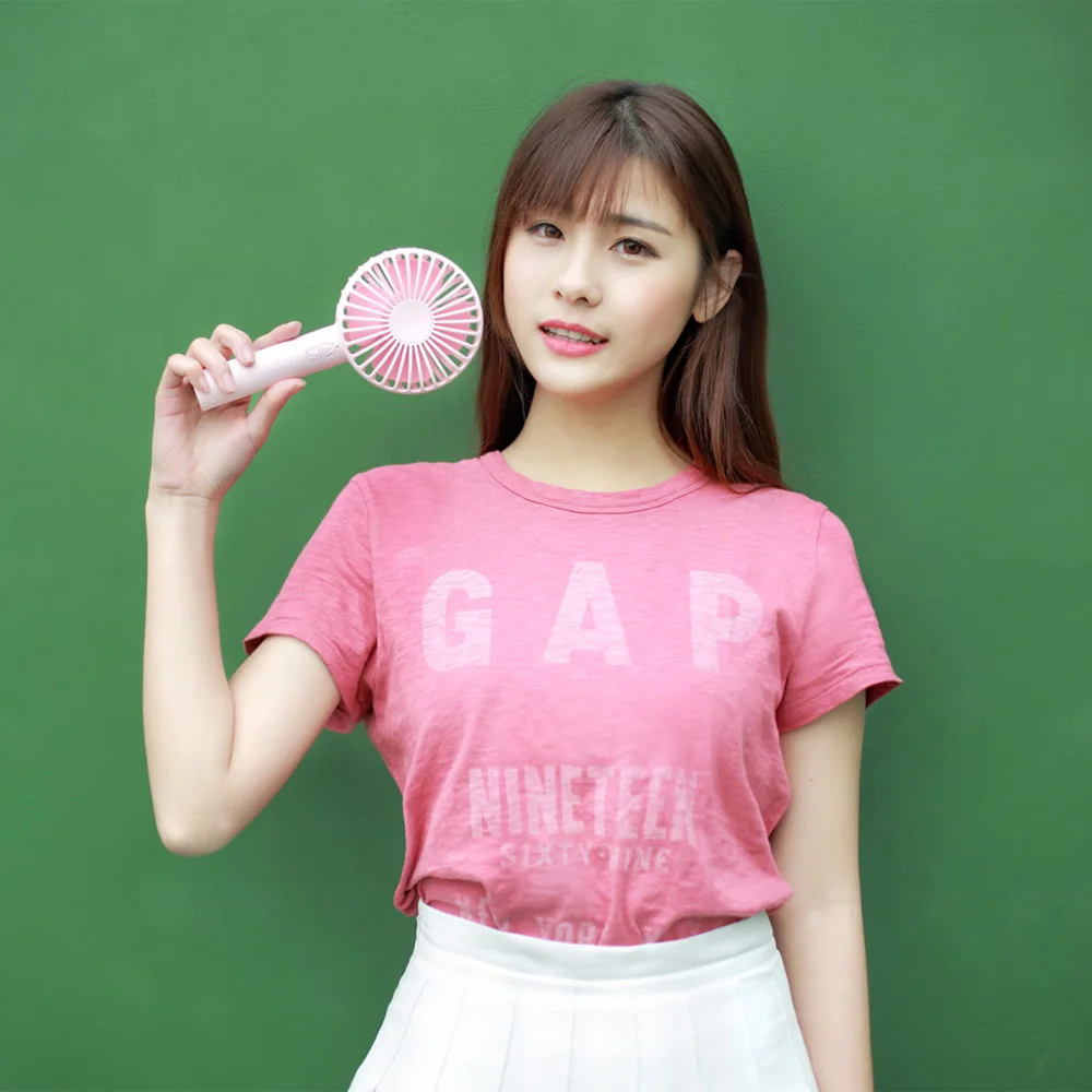 2000 nuevo USB Mini Ventilador portátil 2018 mAh Macarons recargable práctico Ventilador de mano con espejo para viajes Ventilador de dibujos animados