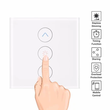 

EU Smart Light Stepless Dimmer Wall Touch Remote Control WiFi Light Switch Work with Alexa Google Assistant smart home Tuya APP