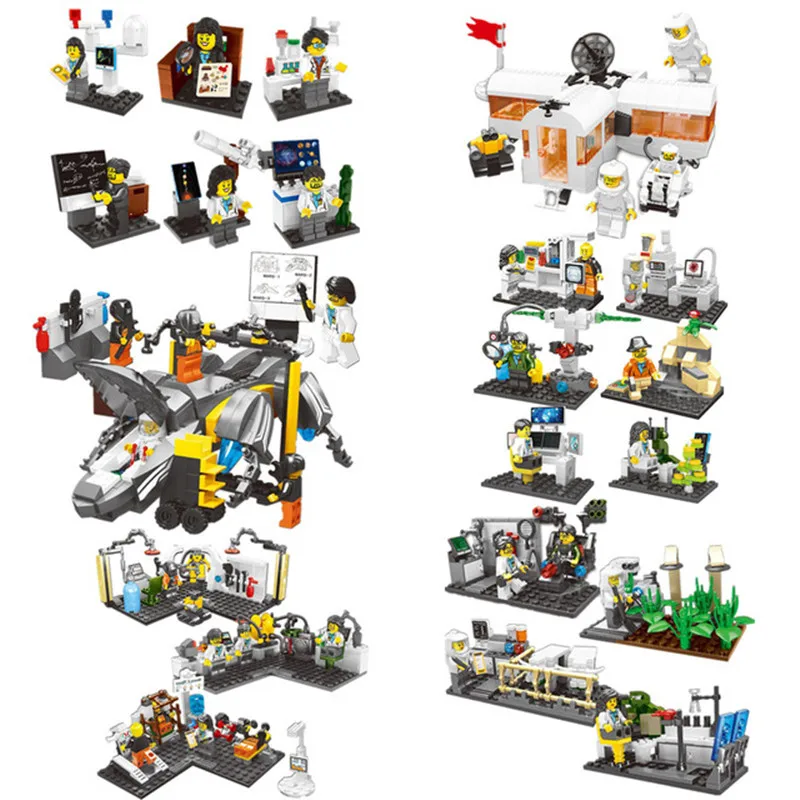 

2019 Space Resarch Science Laboratory City Scientist Figures Model Building Blocks Bricks Kids Toys Compatible With Lego