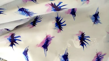 

High quality eyelash flowers printed 100% silk satin fabric for dress shirt cloth scarf Crepe silk fabric eyelash