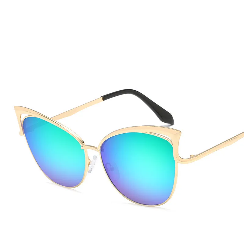 Новые роскошные солнцезащитные очки кошачий глаз, Женские Ретро брендовые дизайнерские высококачественные Винтажные Солнцезащитные очки, женские модные зеркальные солнцезащитные очки с покрытием - Цвет линз: Green