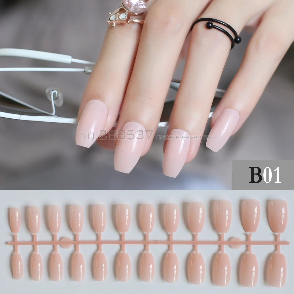 Накладные ногти в стиле балерины 24 шт. B01|false nails designs|nude color nailfake |