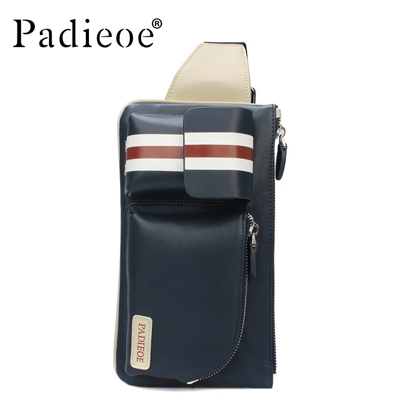 

Padieoe Men Genuine Leather Crossbody Bag Brand Handbag New Fashion Shoulder Bags Casual Chest Waist Pack Designer Messenger Bag