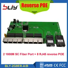 Задний переключатель POE доска оптоволоконный медиа-конвертер с 2SC+ 8 10/100/1000 Мбит/с RJ45 Ethernet POE входов и волоконно-оптический переключатель