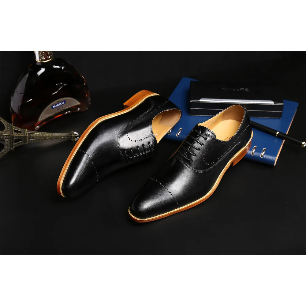 KARRUCCI/мужские оксфорды с круглым носком; Кожаные классические удобные СОВРЕМЕННЫЕ ДЕЛОВЫЕ модельные туфли на шнуровке для мужчин