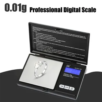 

LCD Electronic Says100g 0.01g Digital Jewelers Scale Diamond Gold Coin Calibration Weight Precise Stainless Steel Platform