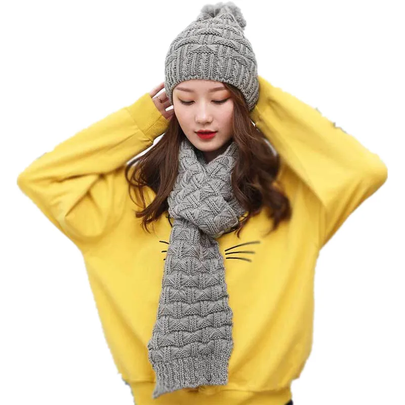 

Winter Warm Knitted Hat and Scarf for Women Set Cap and Scarf Winter Hat and Scarf for Girls Knit Scarves Winter Knitted Cap Set