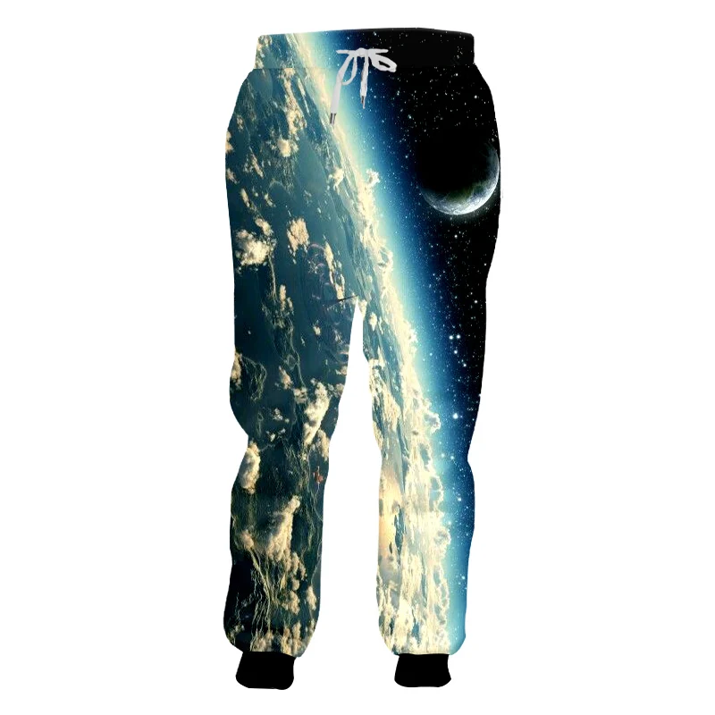 UJWI мужские повседневные длинные брюки Харадзюку галактика космическая Луна 3D печать Пот шаровары хип хоп эластичные джоггеры спортивные