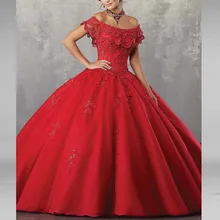 Красный бальное платье бальные платья аппликации сладкий 16 лет для 15 день рождения Vestido De 15 Anos