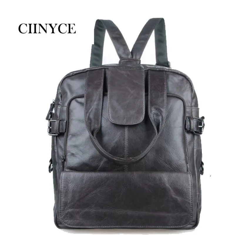 

Vintage Male Soft Cow Skin Back Pack Original Wax Oil Cowhide Genuine Leather Men's Totes Shoulder Bag Casual Laptop Backpacks