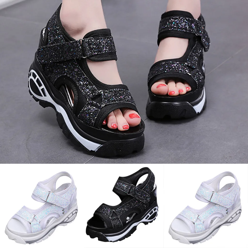 

Jaycosin The New Women's Wedges Shoes Fashion Fish Mouth Sandals Thick Bottomed Sport Sandals 2019 Apr30 p40