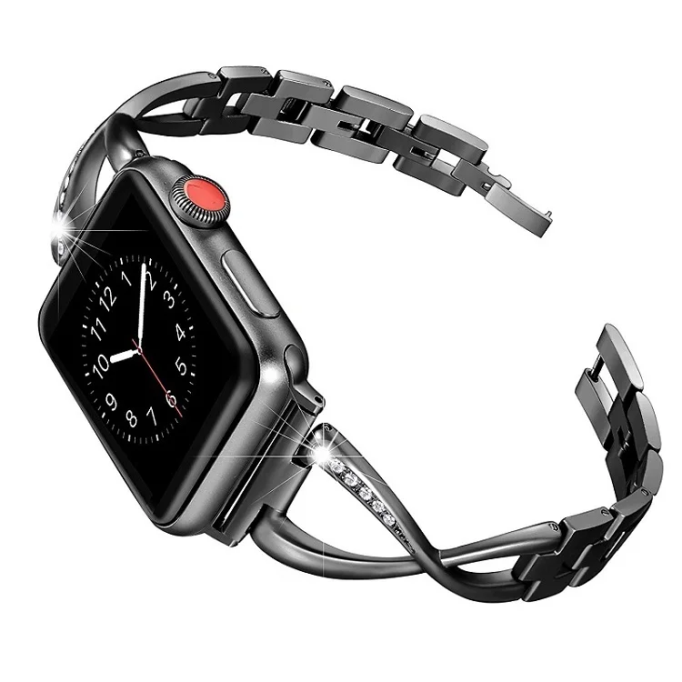 Стильный Для женщин браслет для Apple Watch Алмаз ремешок 38/40 мм/42/44 мм Нержавеющая сталь браслет для iwatch ремешок серии 4 3 2 1