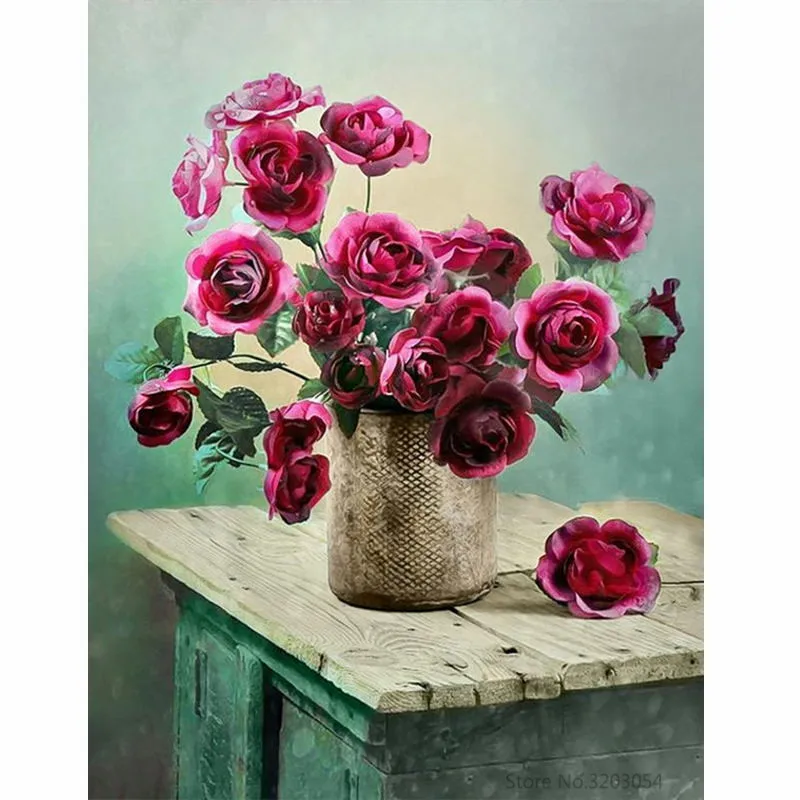 

CHUNXIA Framed DIY Painting By Numbers Colorful Flower Acrylic Painting Modern Picture Home Decor For Living Room 40x50cm RA3452