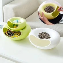 1 Unid Creativo de Doble Capa Plato Placa Perezosos Dulces de Frutas Merienda Cáscara Semillas Bandeja De Almacenamiento