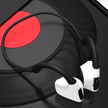 

R9 IPX5 Waterproof Neck-strap Outdoor Sports Music Headphone Bone Conduction Headset Wireless Bluetooth 5.0 Earphone Hands-free w/ Mic Black for iOS Android Smartphones Tablet PC