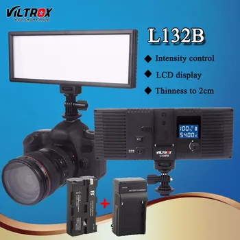 

Viltrox L132B LED Studio Video Light Lamp Pannel Dimmable LCD 5400K Ultra Thin for DSLR Camera Camcorder DV+ Battery+Charger