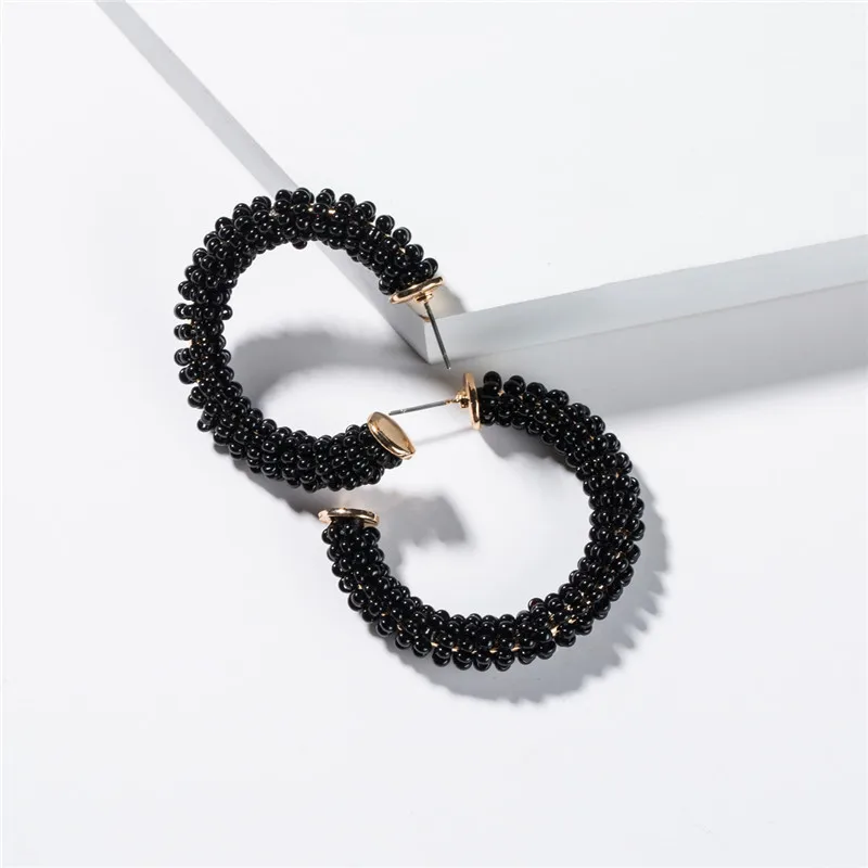 

Geometric Round Hand-woven Earrings Women Fashion Jewelry Beads Round Shaped Hoop Earring 2019 Fashion Personality Woman Gifts