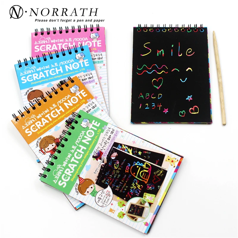 Creative DIY Scratch Note Black Cardboard Draw Sketch Notes for Kids Toy Notebook Child Gift