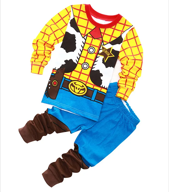 Одежда для маленьких мальчиков Детский пижамный комплект из 2 предметов с длинными рукавами, Детская Хлопковая пижама спайдермена, пижама для мальчиков с изображением Железного человека, пижама для мальчиков - Цвет: Woody