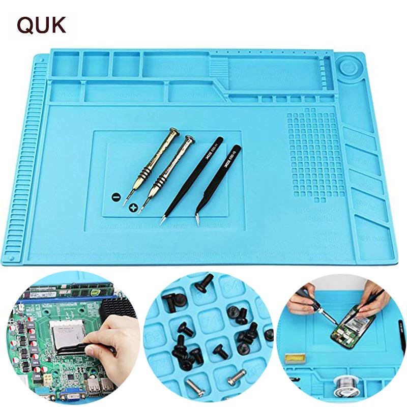 QUK Silicone Maintenance Pad Heat Insulation Mat High Temperature Resistance Work Pads Electronics Repair Soldering Station