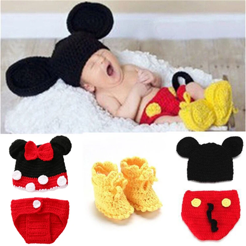 Вязаные комплекты одежды для малышей ручной работы; одежда для фотосессий; костюмы для маленьких мальчиков и девочек; вязаная шапка и трусы; комплекты с героями мультфильмов; костюм для костюмированной вечеринки