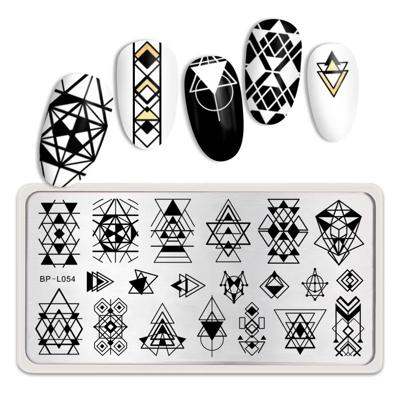 BORN PRETTY Rectangle Nail Stamping Plates Fashion Stainless Nail Art Image Nail Art Image DIY Plate Tools Fashion Power Theme - Цвет: BP-L054