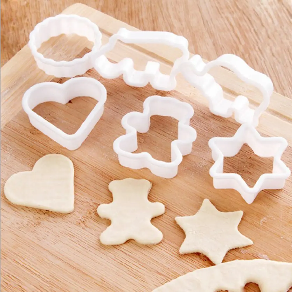 LINSBAYWU 6pcs/set plastic cartoon animal cookie mold, biscuits cookie