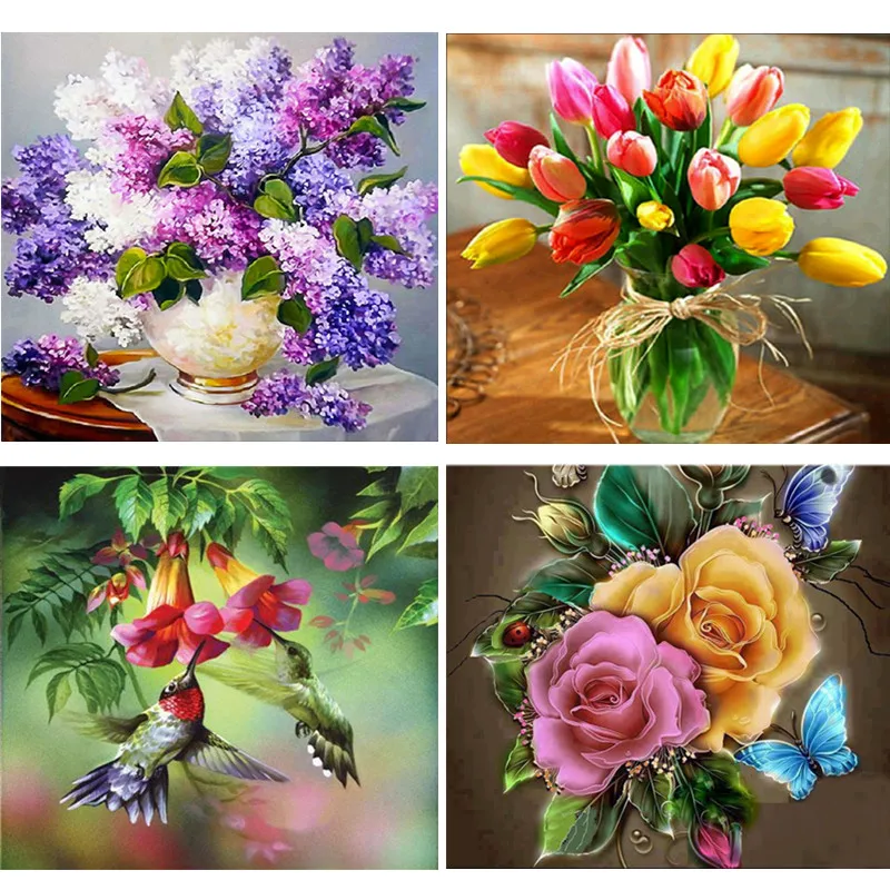 

Flower arrangement 5D DIY Diamond Flower Cross stitch Diamond Embroidery Diamond Wall Stickers Home Decoration Vase