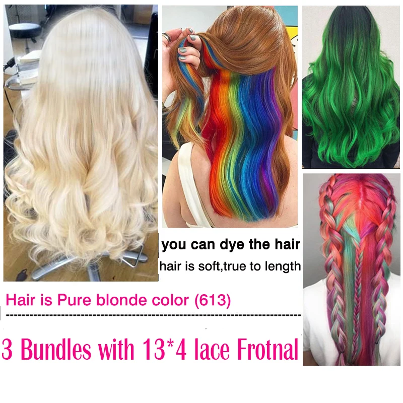 Platinum 613 Blonde Hair Wave Bundles with 13x4 Ear to Ear Lace Frontal Closure Brazilian Carina Remy Human Hair Extension Blond Platinum 613 Blonde Hair Wave Bundles with 13x4 Ear to Ear Lace Frontal Closure Brazilian Carina Remy Human Hair Extension Blond