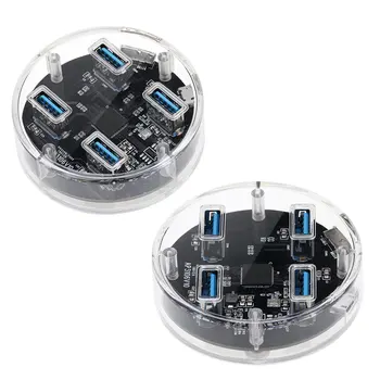 

10pcs/lot USB3.0 4 Ports HUB With Rubber Transparent for Desktop Laptop Reserced External Power Supply