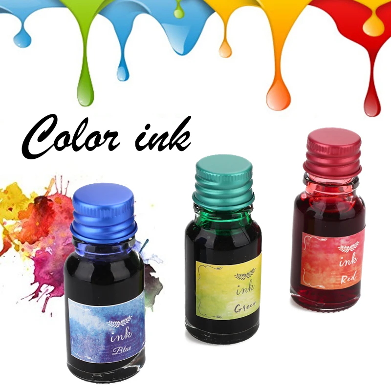 

Colored Ink Painting Ink Non-Carbon Ink Creative Mini 10ml Multicolor Stationery Pen Ink 3 Colors Optional