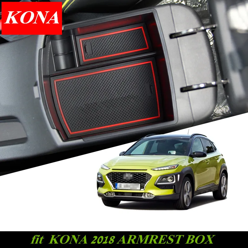 NEW KONA Armrest Storage Box Center Console Container Holder For