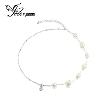 JewelryPalace Moda 6-8mm Cultivadas de agua dulce Perla Enlace Strand Pulsera de Los Granos 925 de Plata de ley 2016 de Joyería Fina Para mujeres