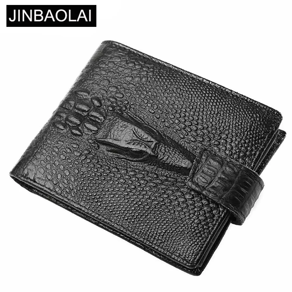 JINBAOLAI мужские кошельки из натуральной кожи с крокодиловым узором карманом для