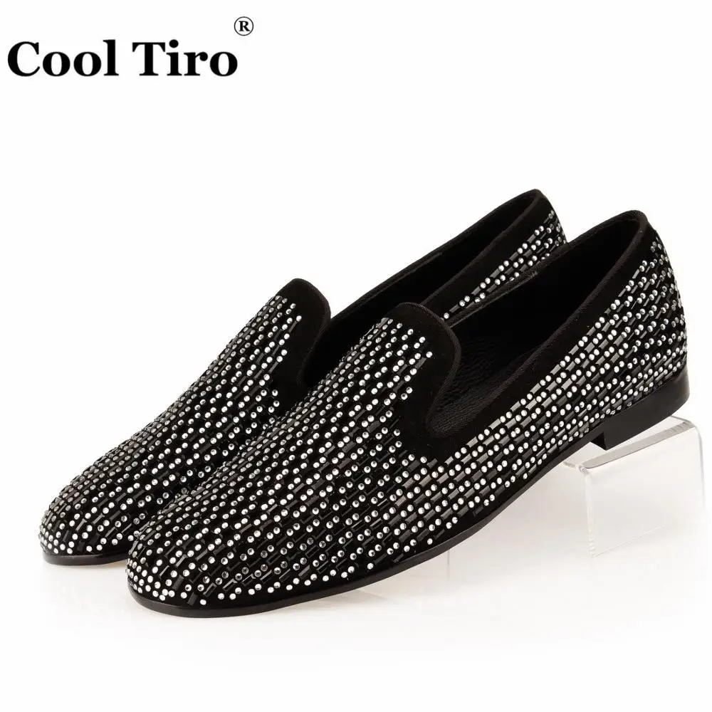 Strass Men Loafers Black Suede Moccasins (10)