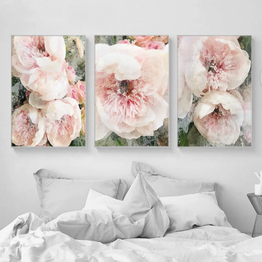 

Canvas Painting Nordic Decor Elegant Pink Peony Flower Phrase Poster And Print Wall Art Pictures For Living Room Home Decoration