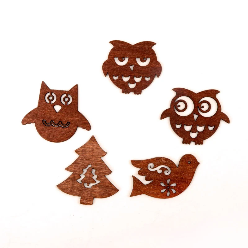 

Owl Bird Pattern Wooden Scrapbooking Paitning Collection Craft Handmade DIY Accessory Home Decoration DIY 45mm 10pcs