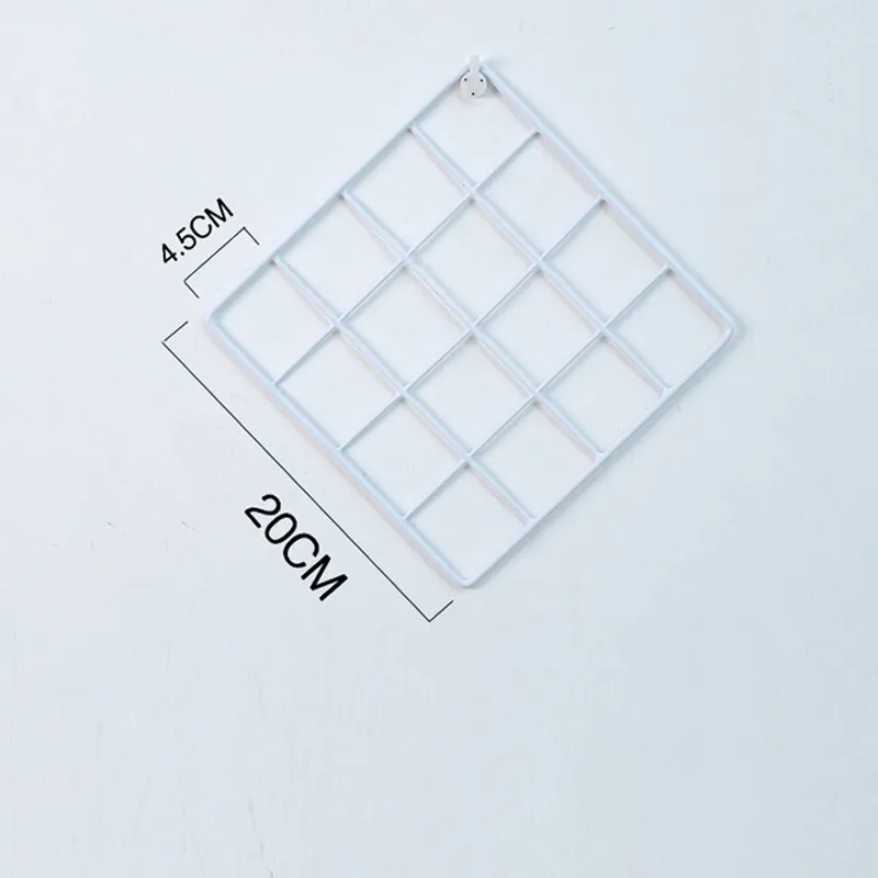 1Pcs Creative Iron Mesh Grid Wall Flower Grids Postcards Metal Storage