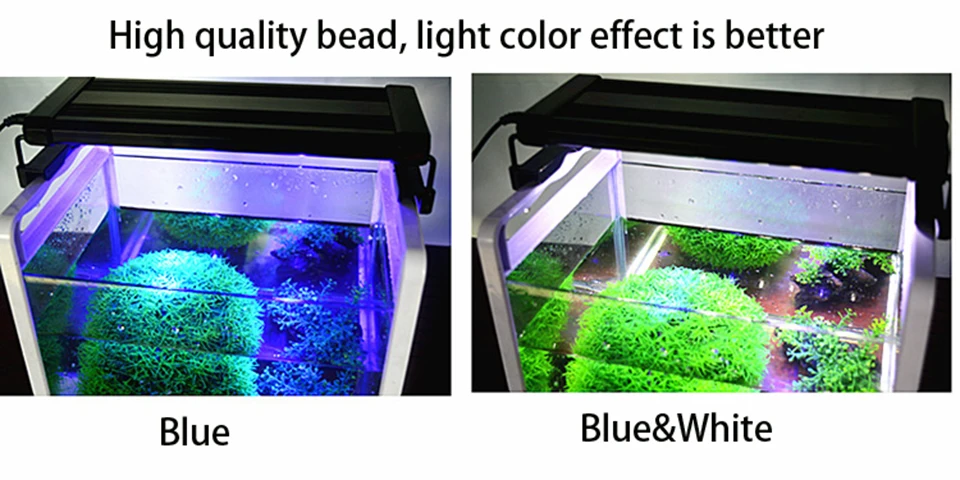 Супер яркий светодиодный светильник для аквариума ing 20 Вт Светодиодный светильник для выращивания растений водные пресноводные лампы белого и синего цвета для аквариумов