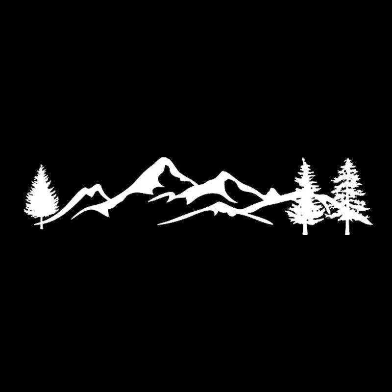 For SUV RV Camper Offroad 1pc 100cm Black/White Tree Mountain Car Decor PET Reflective Forest Car Sticker Decal Mayitr