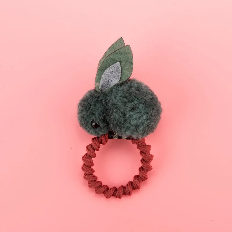 Scrunchie Dark Green Детские эластичные резинки для волос; Аксессуары для девочек с объемным кроликом; милые заколки для волос для маленьких девочек; детские головные уборы; детская шпилька; резинки для волос для малышей - Цвет: Scrunchie Dark Green