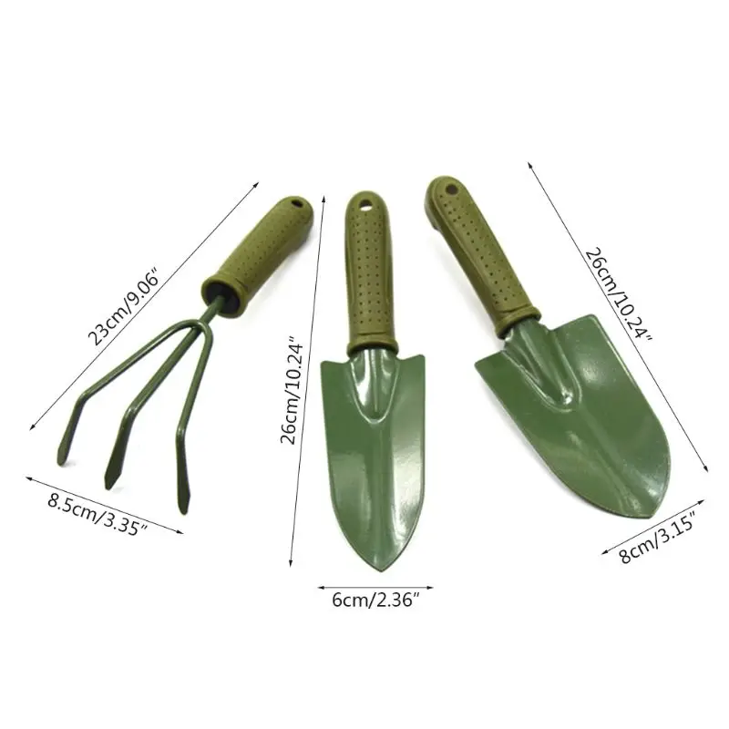 3Pcs Spade Fork Shovel Rake Harrow Set Gardening Tools Potted Plants Maintenance Suit Anti Slip Handle Gifts-KB