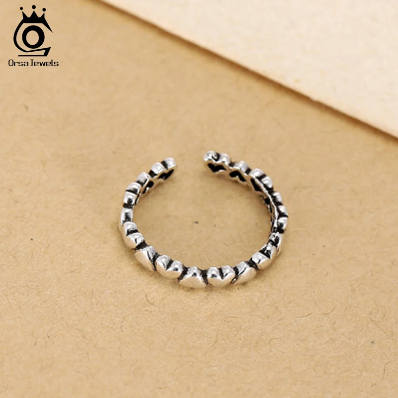 ORSA JEWELS Authentic 925 Sterling Silver Ring Heart Shape Adjustable Size For Women Rings Wedding & Engagement Jewelry PSR56