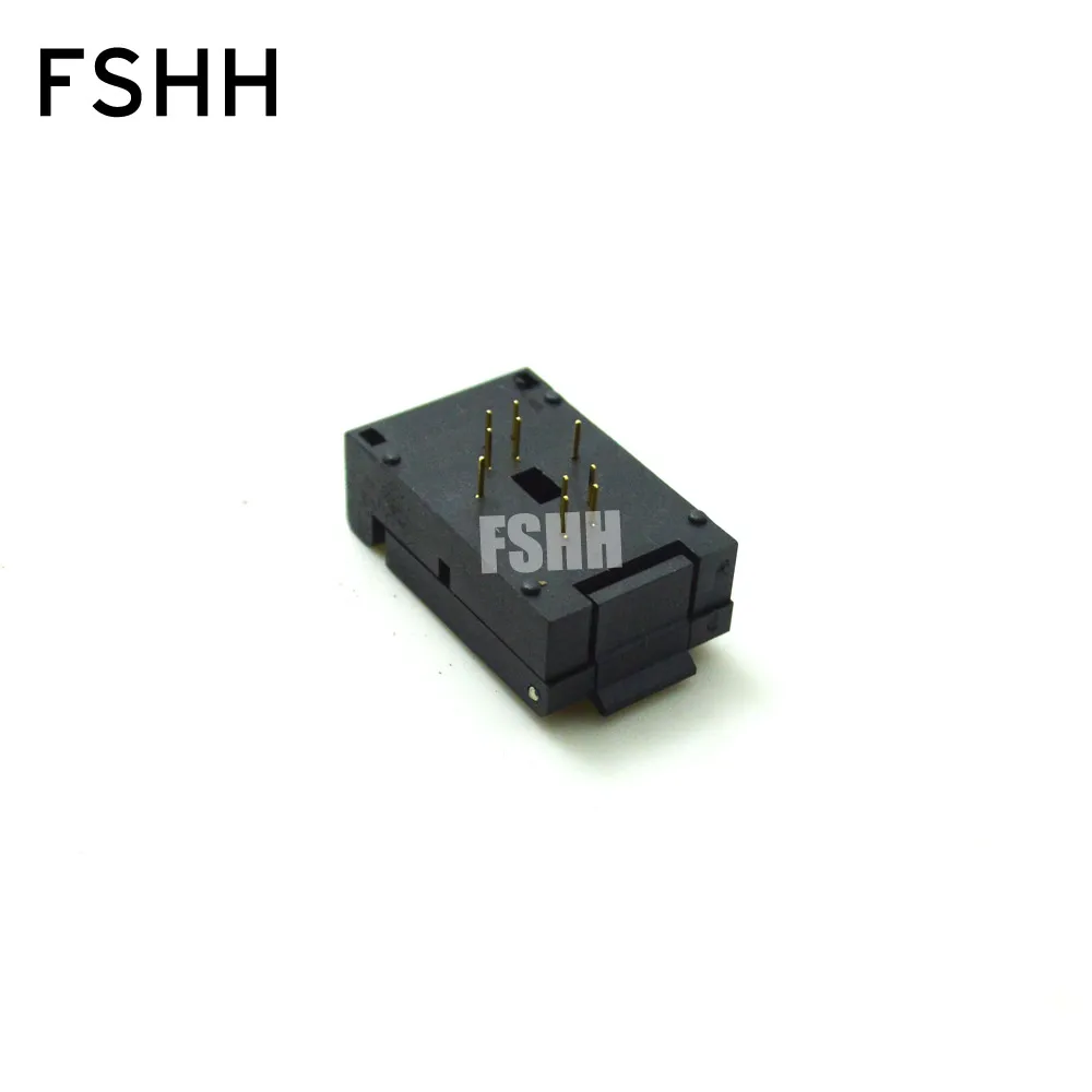 QFN8 Test Socket WSON8 MLF8 DFN8 Socket(Flip test seat) Pitch=1.27mm Size=6x8mm QFN8 Test Socket WSON8 MLF8 DFN8 Socket(Flip test seat) Pitch=1.27mm Size=6x8mm