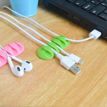 

1P5-Clip Earphone Cable Winder Organizer Charger Cable Holder Fixing Clips Home Storage and Organisations