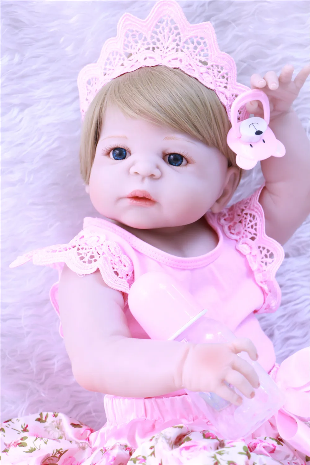 DollMai bebes reborn 2" полностью силиконовая кукла reborn baby girl куклы блонд волосы парик принцесса модный бренд куклы reborn bonecas