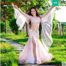 Детский Профессиональный Танец Живота Костюм Высококачественная Сетка Восточный Танец Бюстгальтер+ Юбка 2 шт. Роскошный Набор