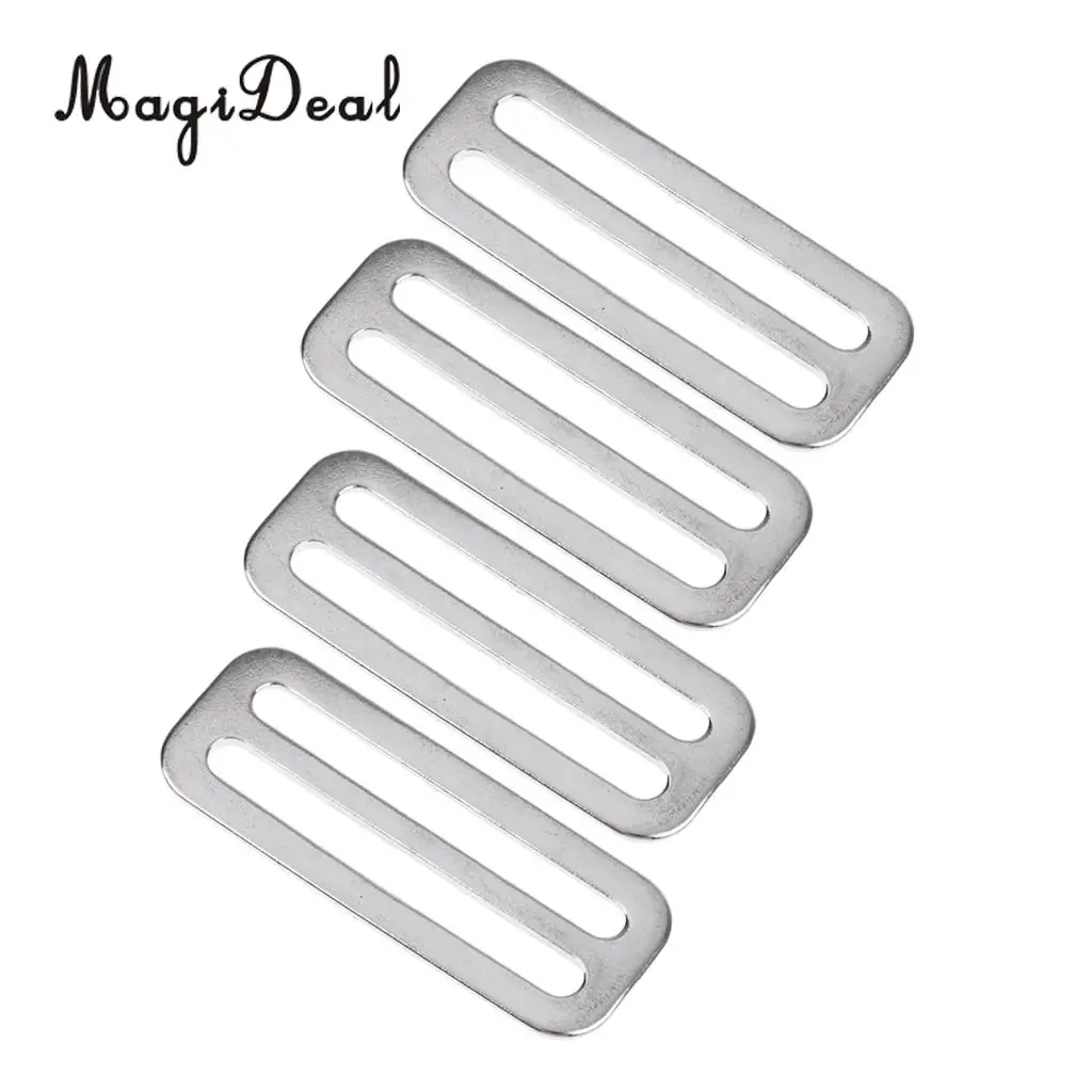 MagiDeal High Quality 4Pc Scuba Diving 2' Weight Belt Slide Stainless Steel Stopper Keeper for Swimming Dive Surfing Water Sport